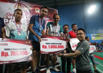 Turnamen Badminton Polres Bintan Dalam Rangka Hari Bhayangkara ke-78 Berakhir, Ini Pemenangnya