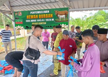 Hari raya Idul Adha 1445H, Polres Bintan Sembelih 4 Ekor Hewan Qurban