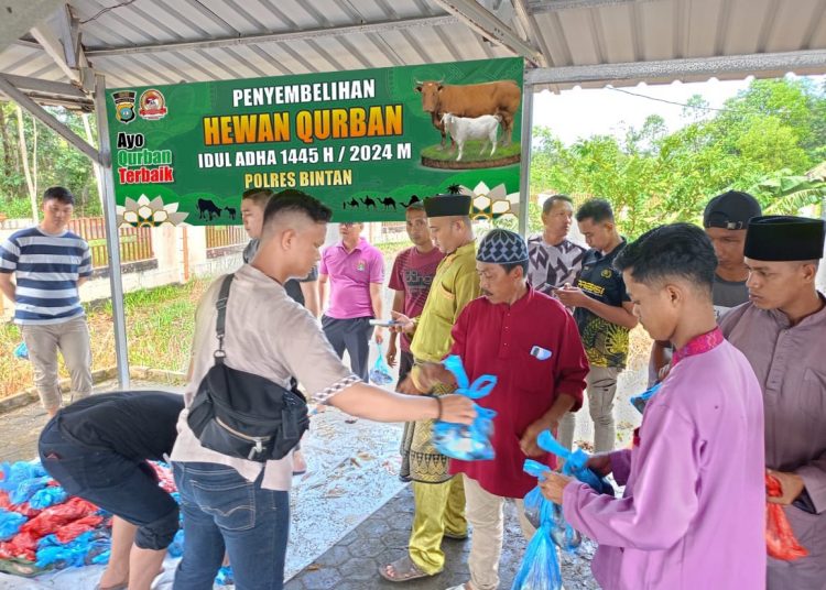 Hari raya Idul Adha 1445H, Polres Bintan Sembelih 4 Ekor Hewan Qurban