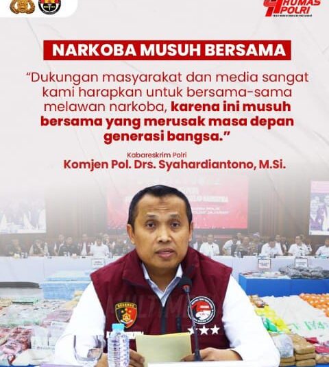 Kabareskrim Polri: Narkoba Musuh Bersama, Dukungan Masyarakat, Media, dan Organisasi Sipil Sangat Diharapkan