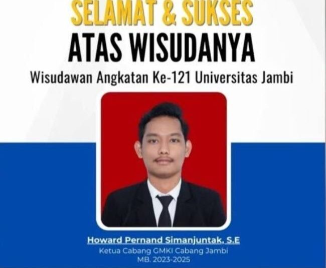 Badan Pengurus Cabang Jambi GMKI, Memberikan Apresiasi dan Terimakasih kepada Howard Pernand Simanjuntak Sebagai KECAB GMKI
