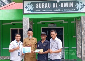 PT TIMAH Bantu Pembangunan Pagar Surau Al Amin di Kundur Barat, Tingkatkan Kenyamanan Jamaah