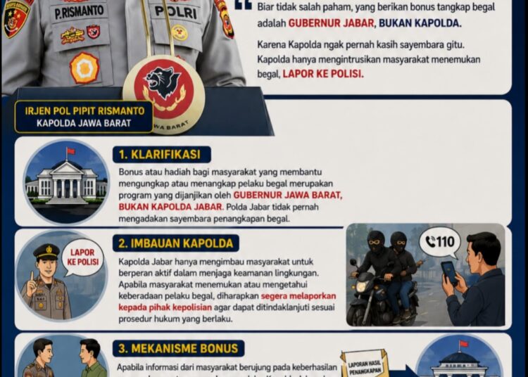 Bonus Penangkapan Begal Berasal dari Gubernur Jawa Barat, Bukan Kapolda Jabar