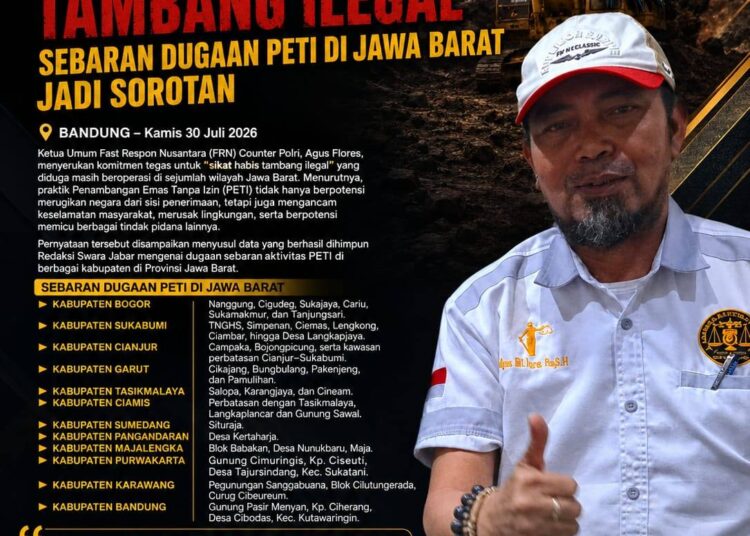 Ketum FRN Counter Polri Agus Flores: “Sikat Habis Tambang Ilegal”, Sebaran Dugaan PETI di Jawa Barat Jadi Sorotan